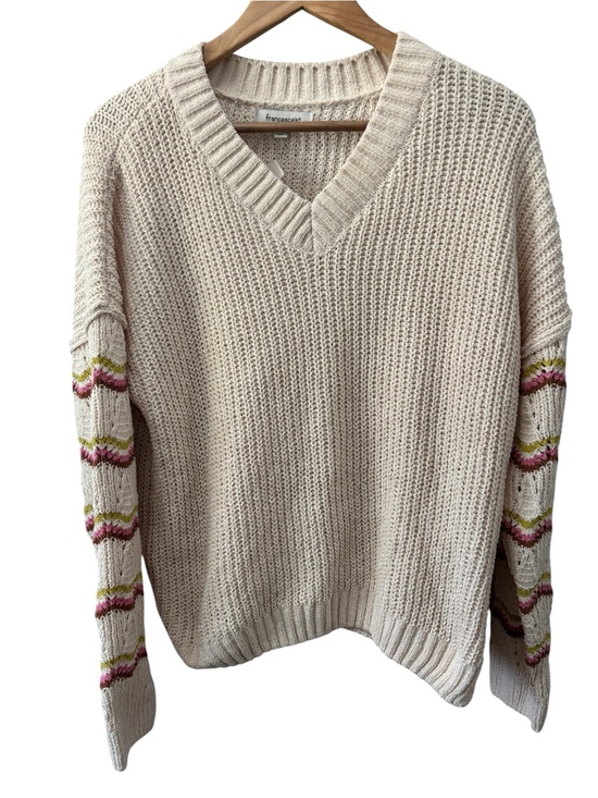Francesca's Collections Tops - Francescas V-Neck Sweater Striped‎ Size Large NWT Chunky Open Knit Soft Sweater